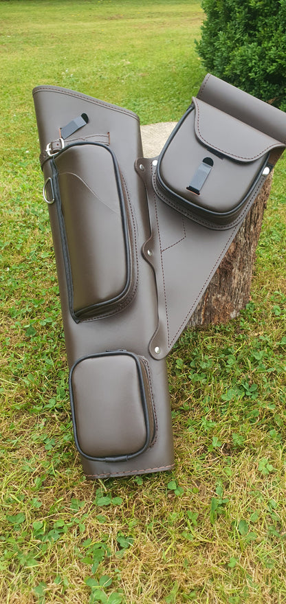 Premium leather quiver - 3 Accessory pockets