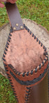 Split leather traditional quiver with curved stitching design