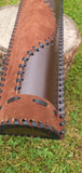 Split leather traditional quiver with curved stitching design